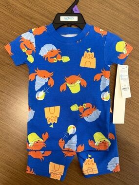 NWT - Carter's Child of Mine Toddler BLUE CRAB Pajama Set (12 months)
